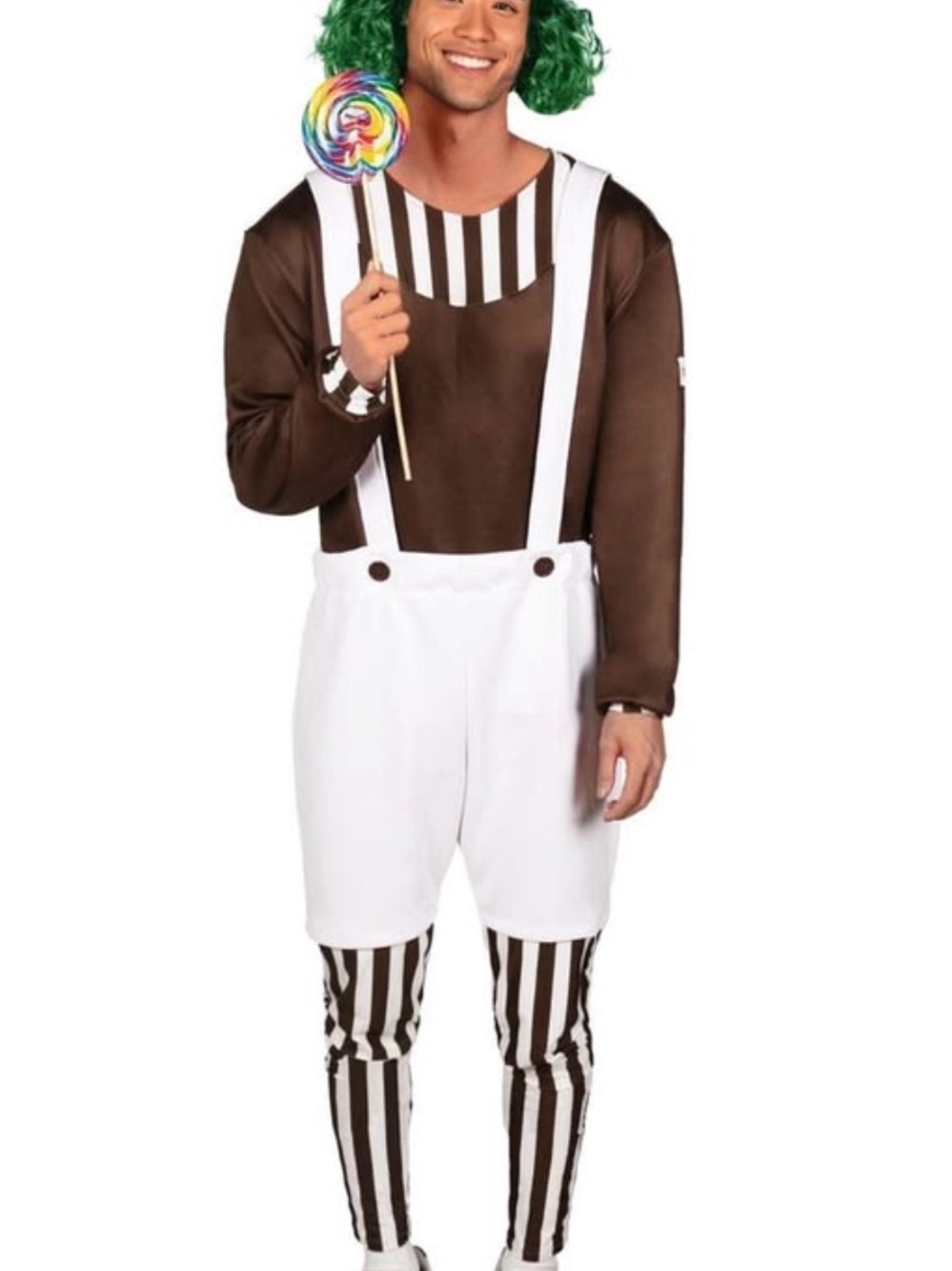 Tipsy Elves Brown and White Candy Striped Men’s Suspender Costume
